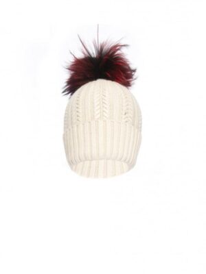 Jayley Luxury Silk & Cashmere Fox Fur Pompom Hat