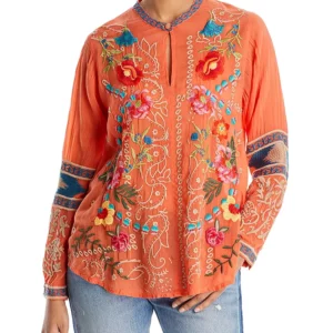 Johnny Was Tamarind Embroidered Blouse