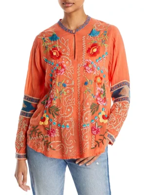 Johnny Was Tamarind Embroidered Blouse